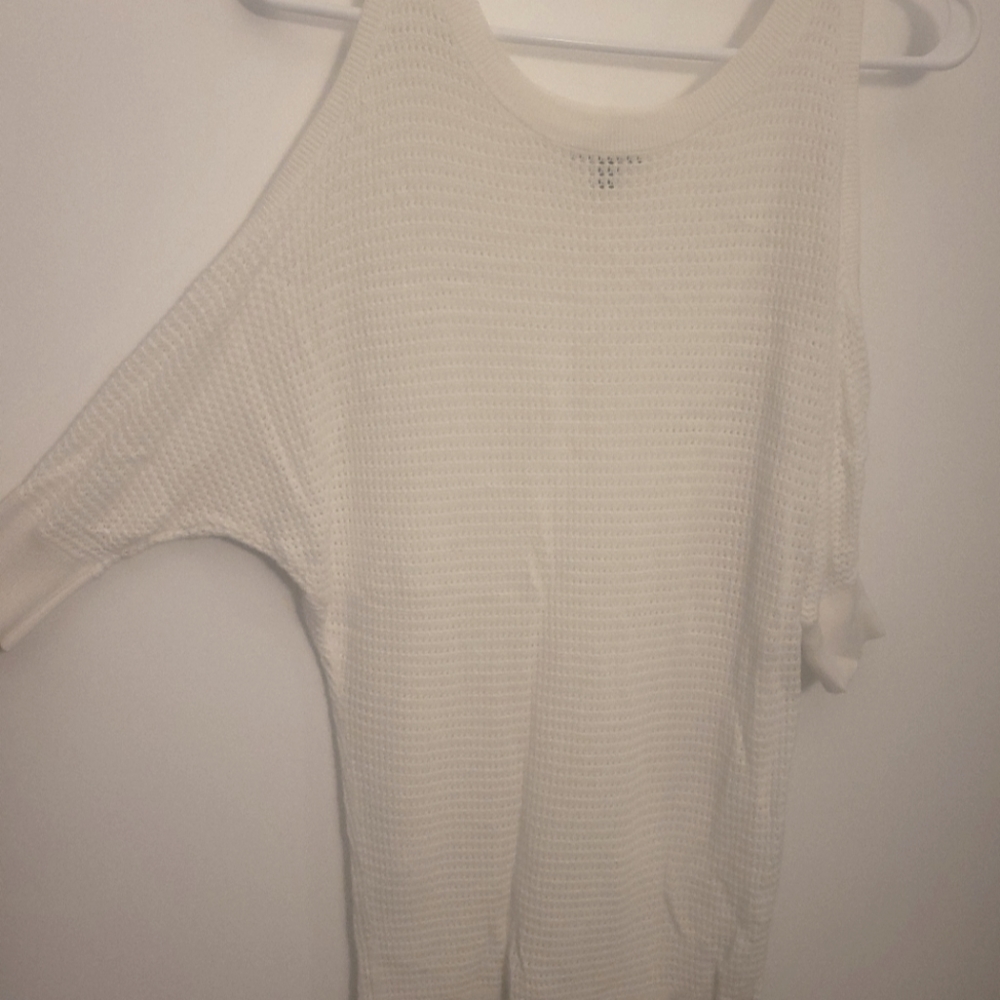 Express mesh cold shoulder shirt